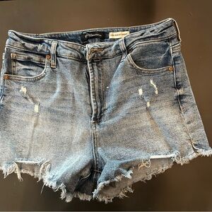 BCBGeneration Frayed Hem Blue Jean Shorts High Rise